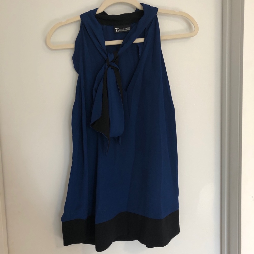Chic black and blue neck tie shirt
